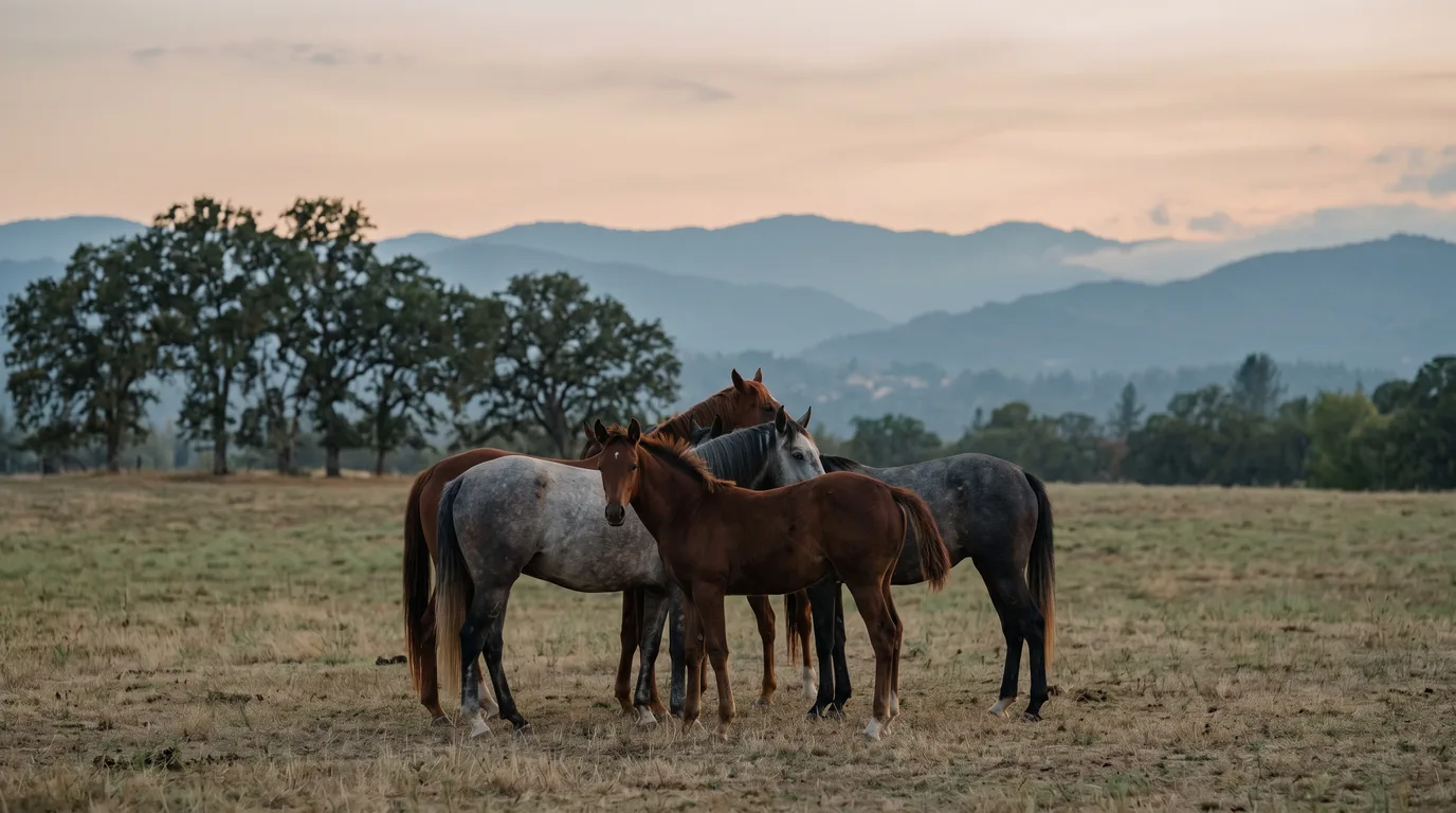 Chevaux en liberté, Haras de Fontemieu, Drôme